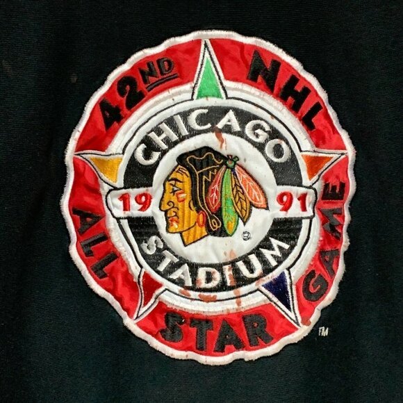 Chicago Blackhawks NHL Sweatshirt Medium Black 1991 All Star Game Hockey Team - Picture 2 of 11